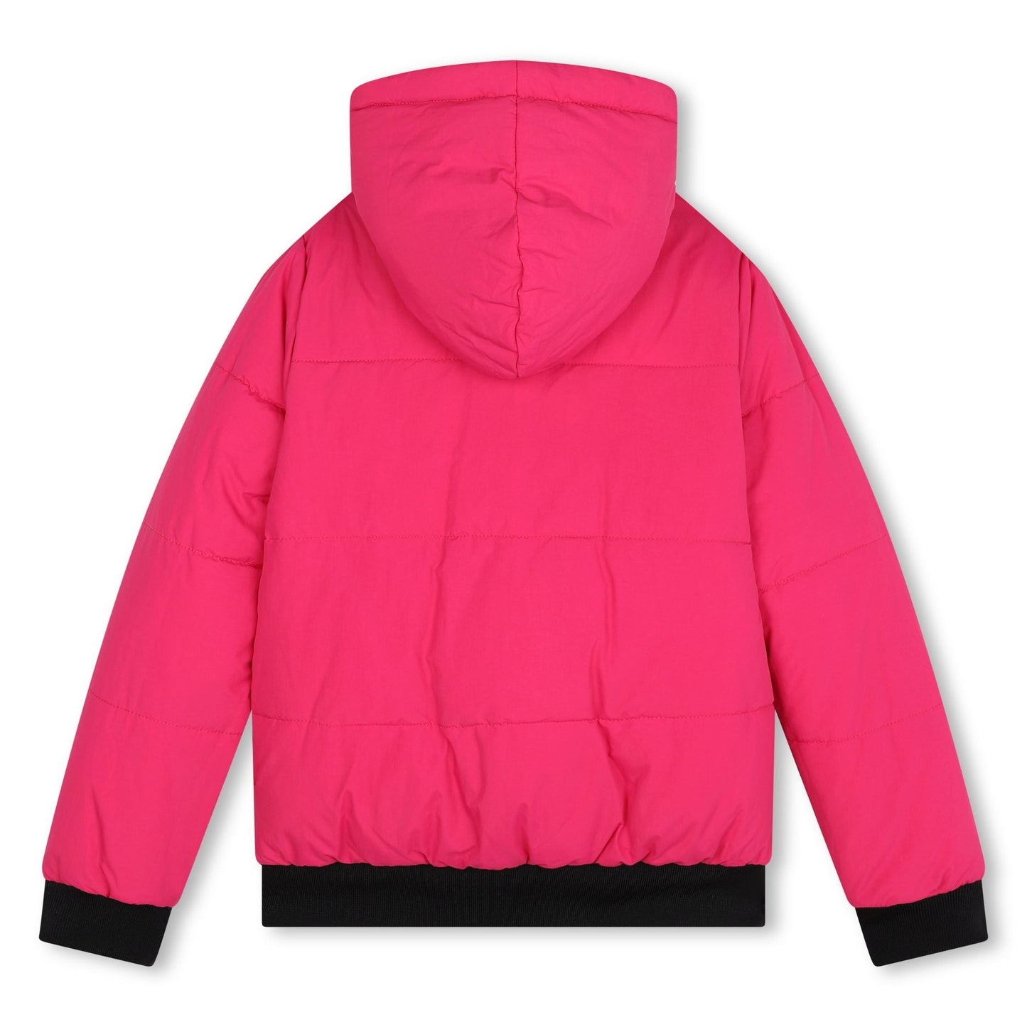 LONG SLEEVE REVERSIBLE HOODED PUFFER JACKET