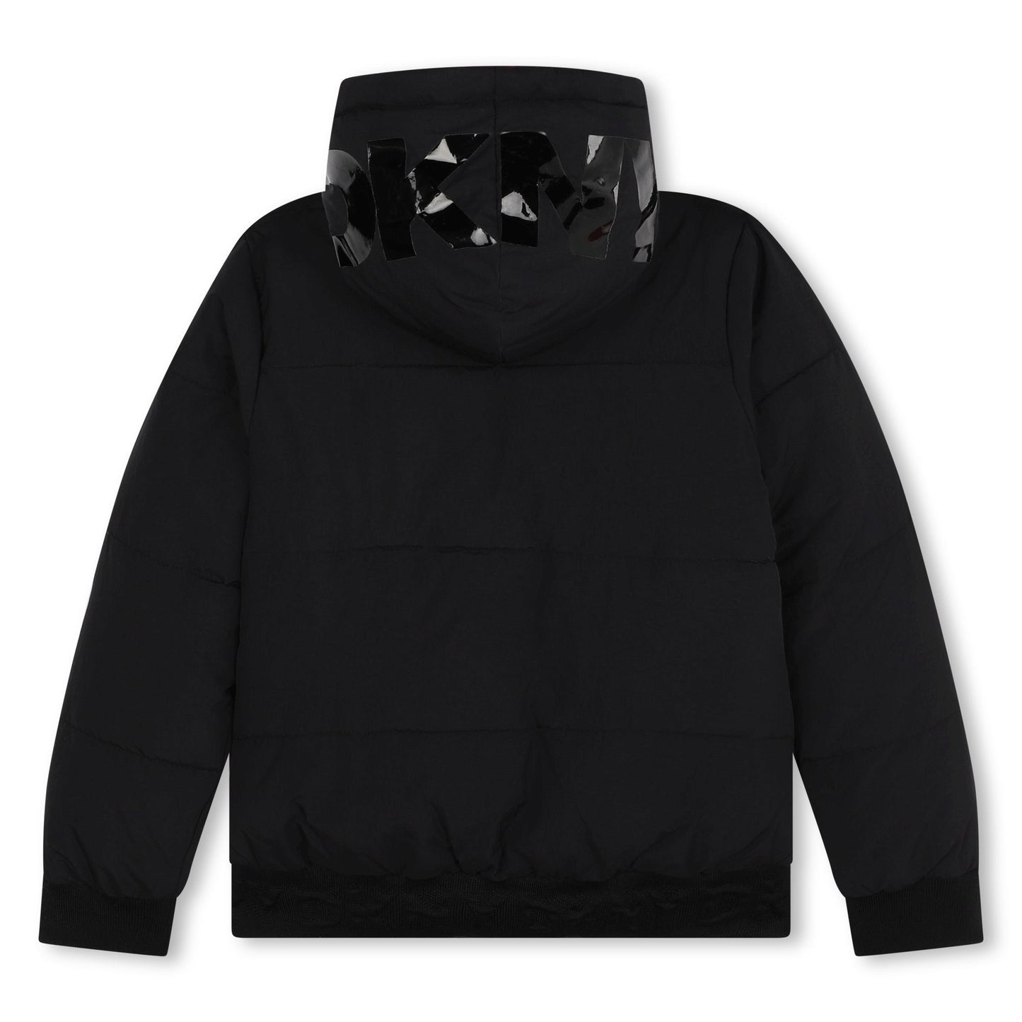 LONG SLEEVE REVERSIBLE HOODED PUFFER JACKET