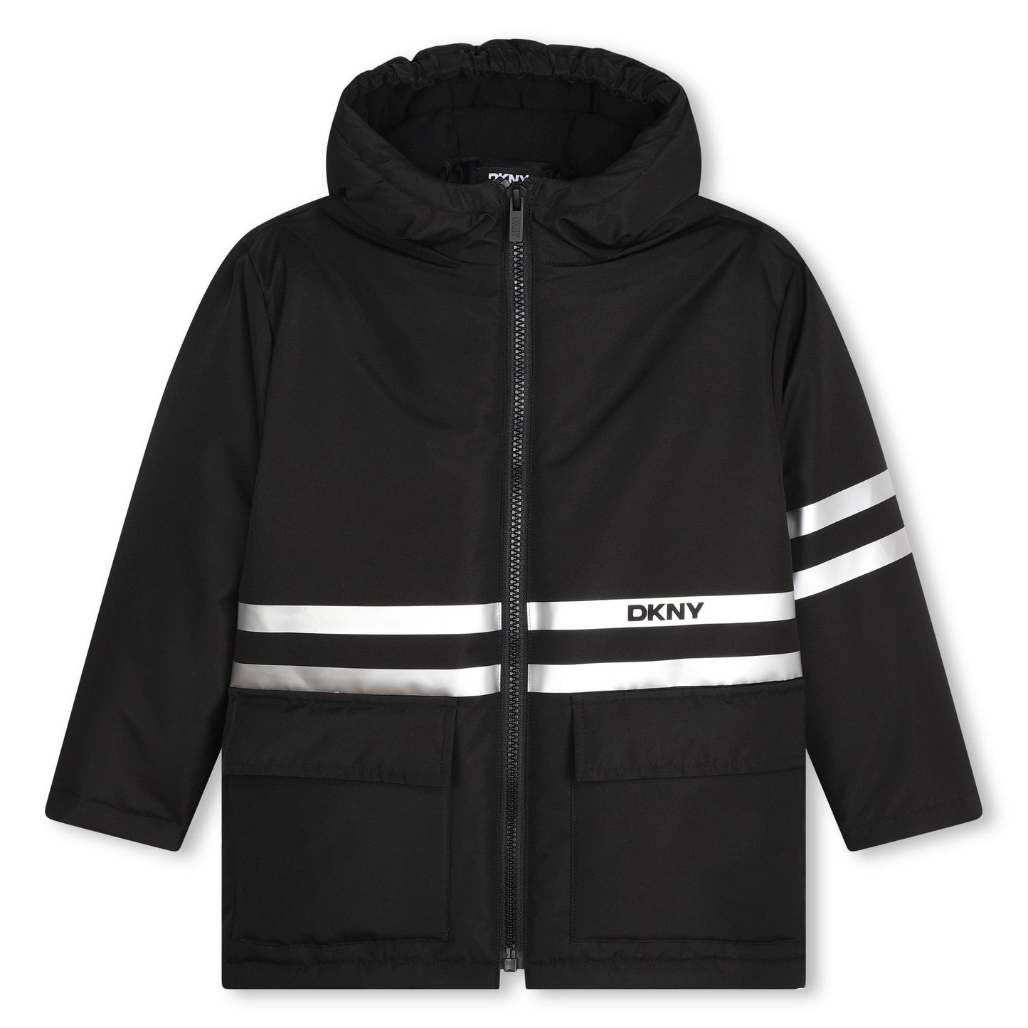 LONG SLEEVE HOODED VARSITY JACKET