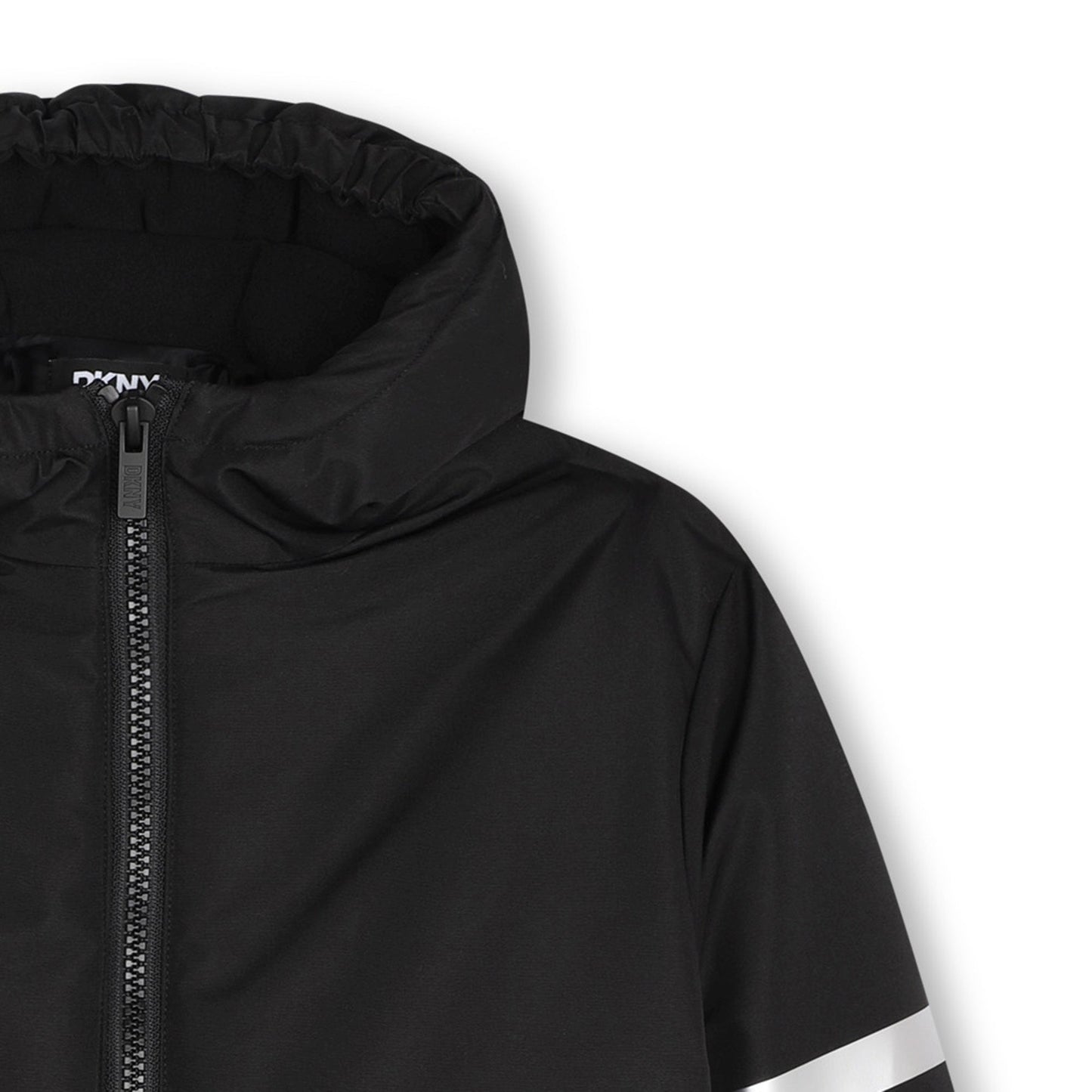LONG SLEEVE HOODED VARSITY JACKET