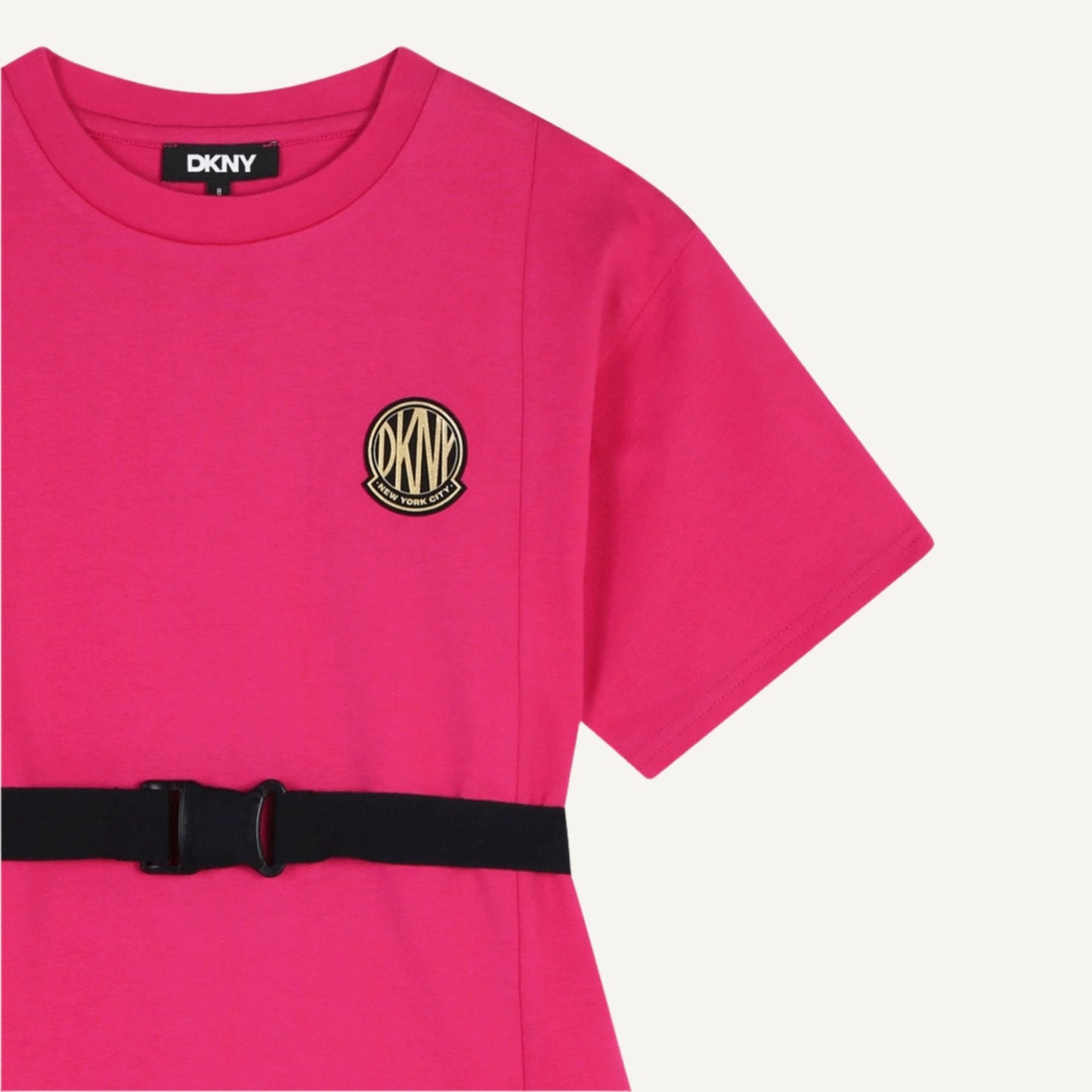 SMALL SLEEVE CREW NECK DRESS WITH BELT
