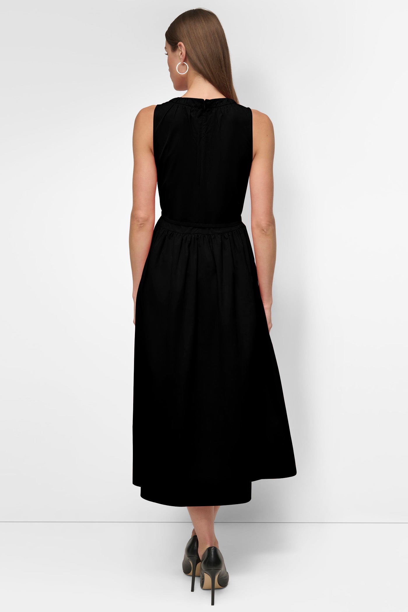 SLEEVELESS SHIRRING NECK DRESS