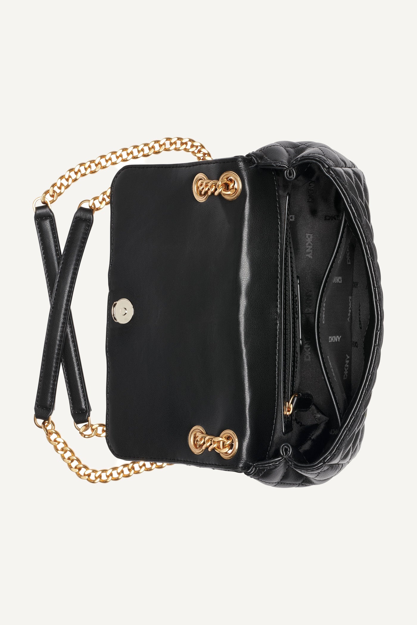 DKNY FINLEY MEDIUM FLAP SHOULDER BAG BLACK