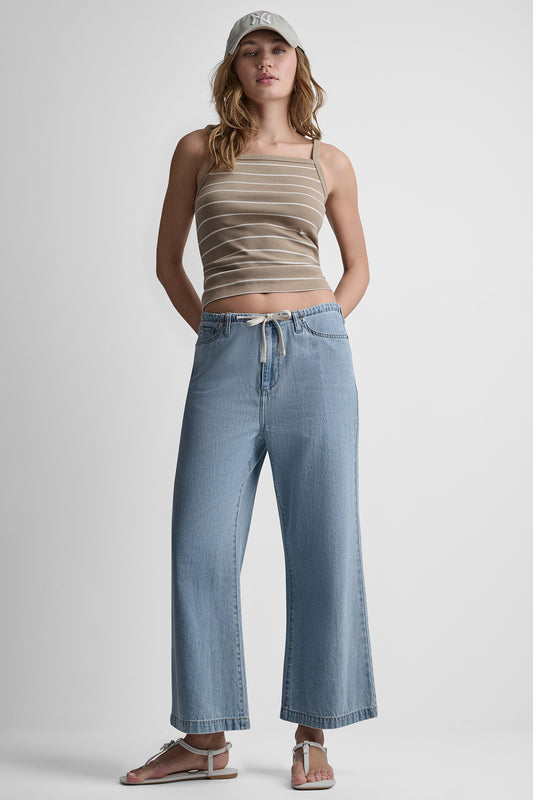 MID RISE DRAWCORD WIDE LEG PANTS