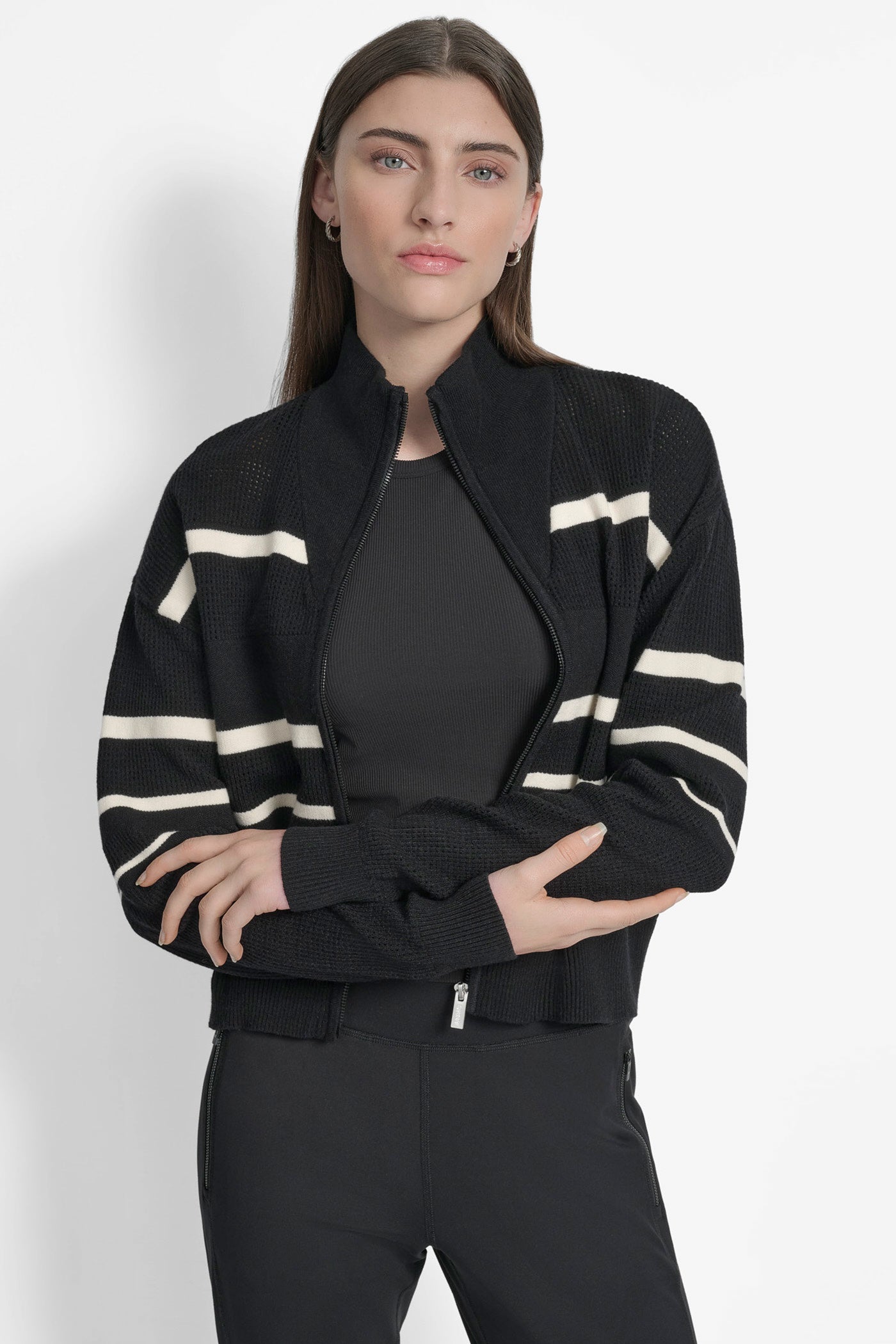 LONG SLEEVE ZIP FRONT SWEATER