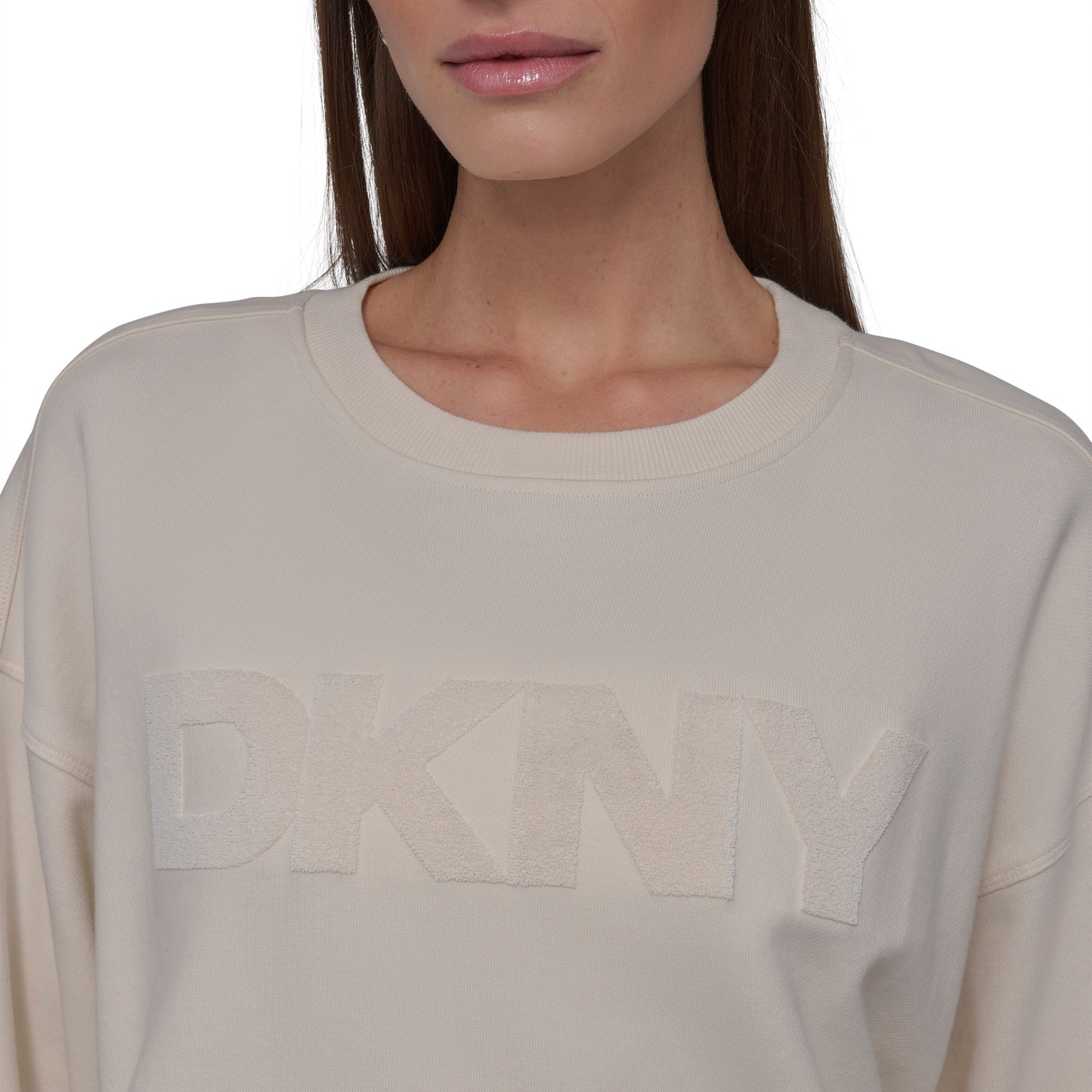 VELVET PLUSH EMBROIDERY LOGO LONG LINE PULLOVER