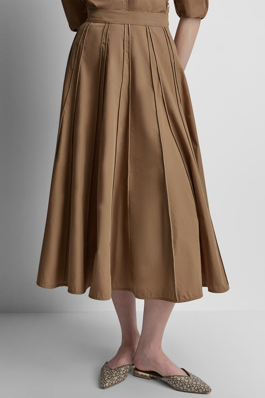 SEAMED PLEATED MIDI SKIRT
