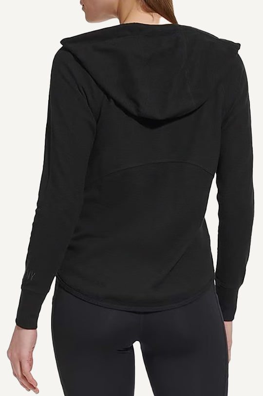 FULL ZIP WAFFLE HOODIE WITH POCKETS