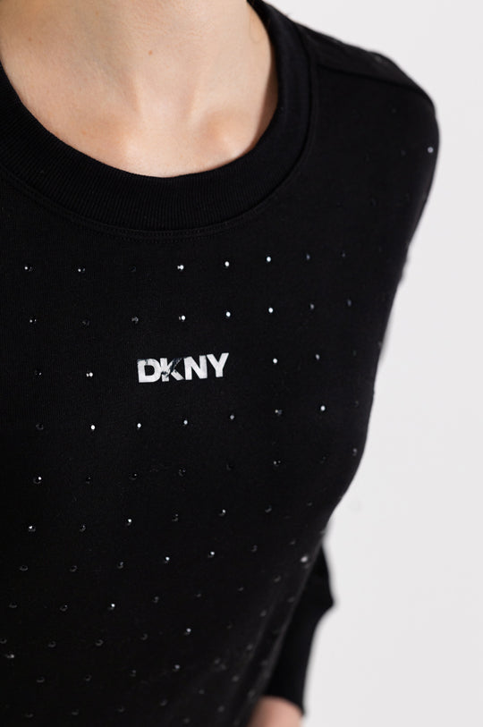 LONG SLEEVE CREW NECK ALL OVER RHINESTONE PULLOVER