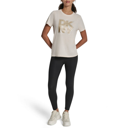 GLITTER SHORT SLEEVE CREW NECK TEE