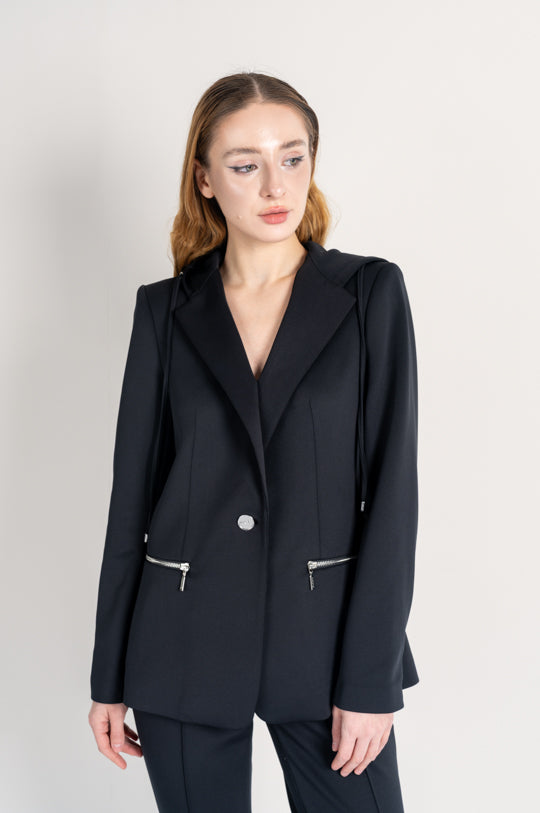 ONE BUTTON JACKET WITH HOOD