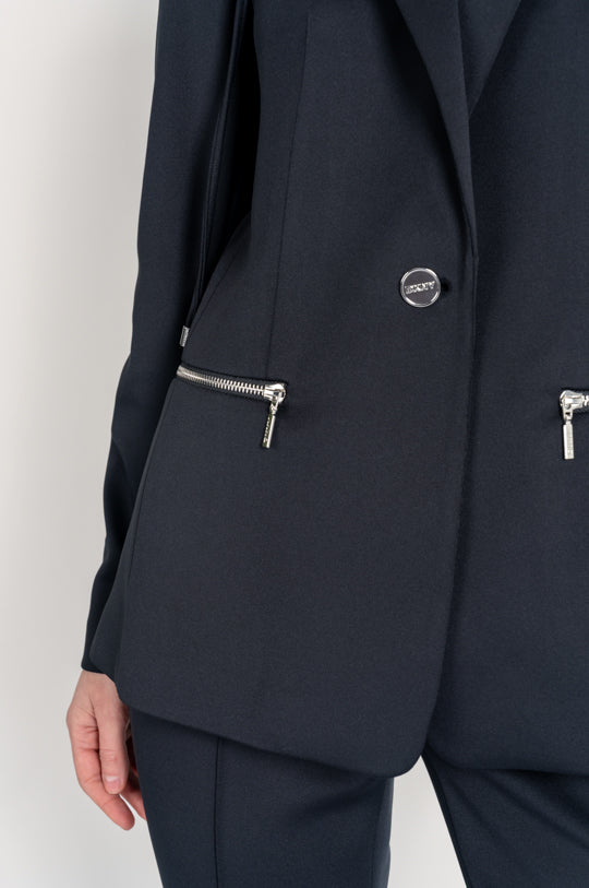 ONE BUTTON JACKET WITH HOOD