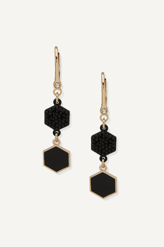 Women Gold/Black Earring