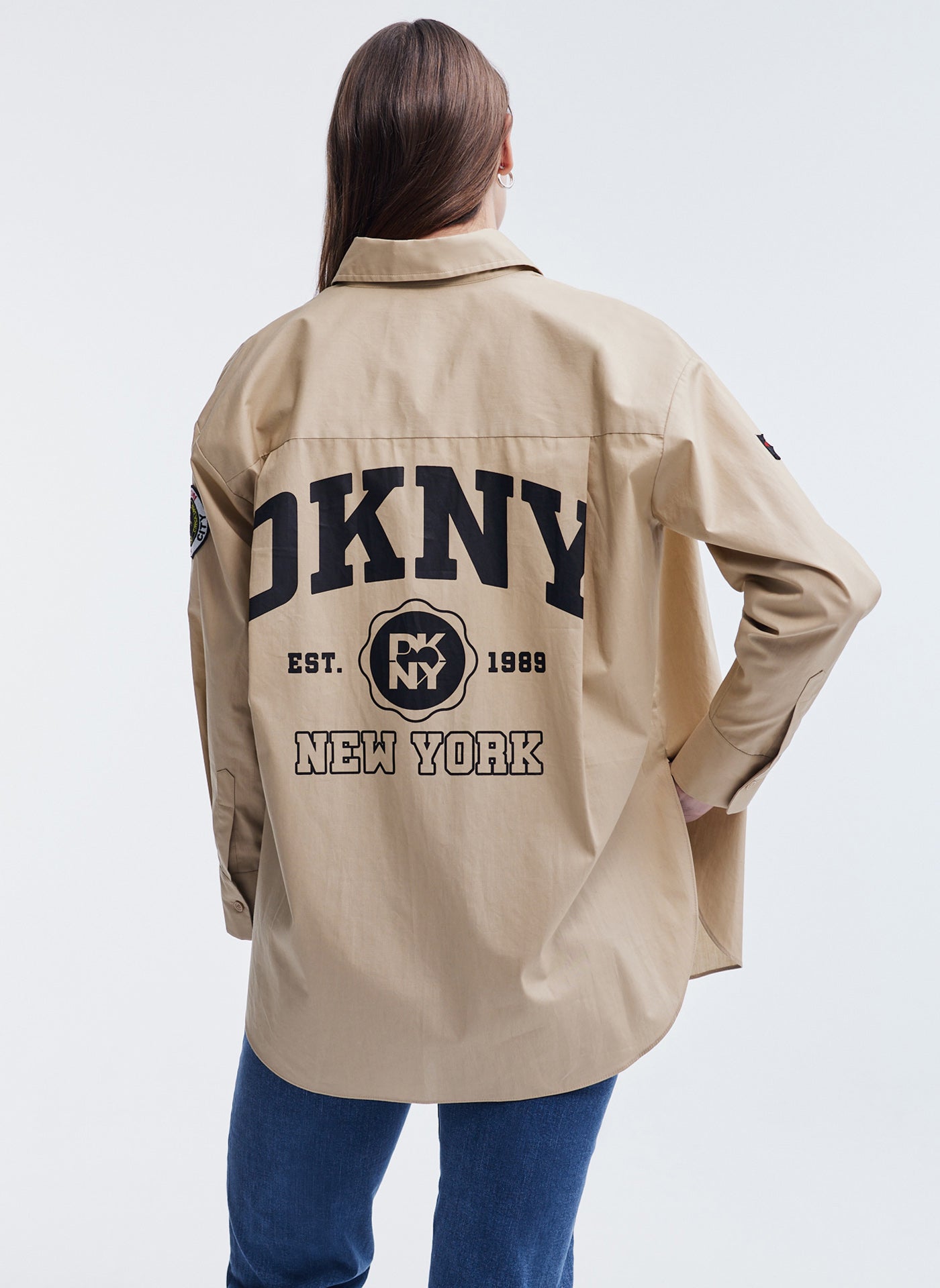 Long Sleeve Shirt With Dkny Patch Embroidery