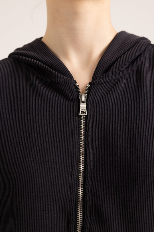 HIGHLINE RIB FULL ZIP HOODIE WITH POCKETS