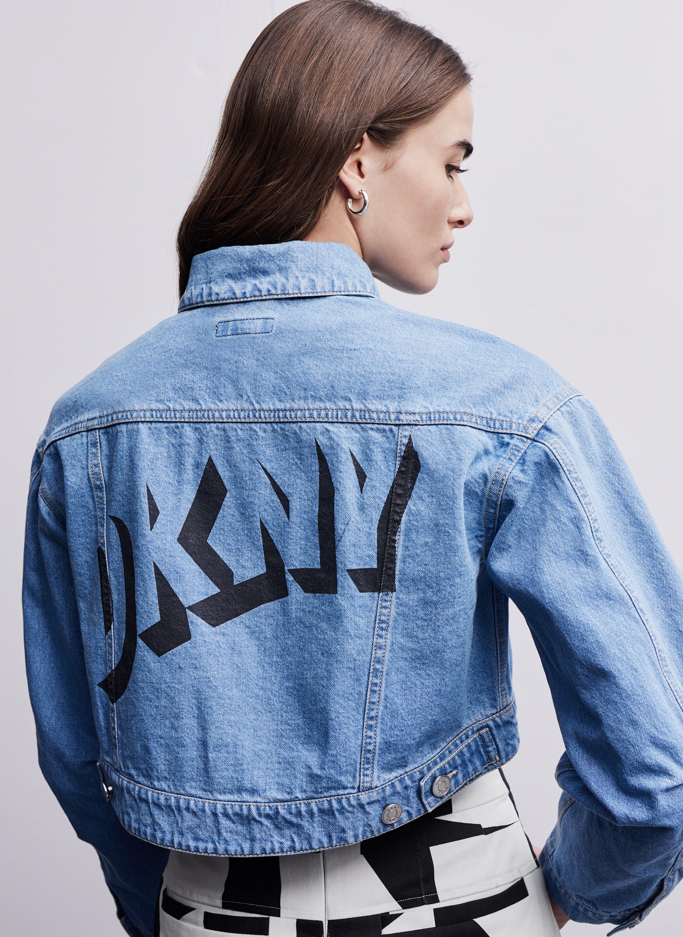 Long Sleeve Denim Jacket With Back Logo