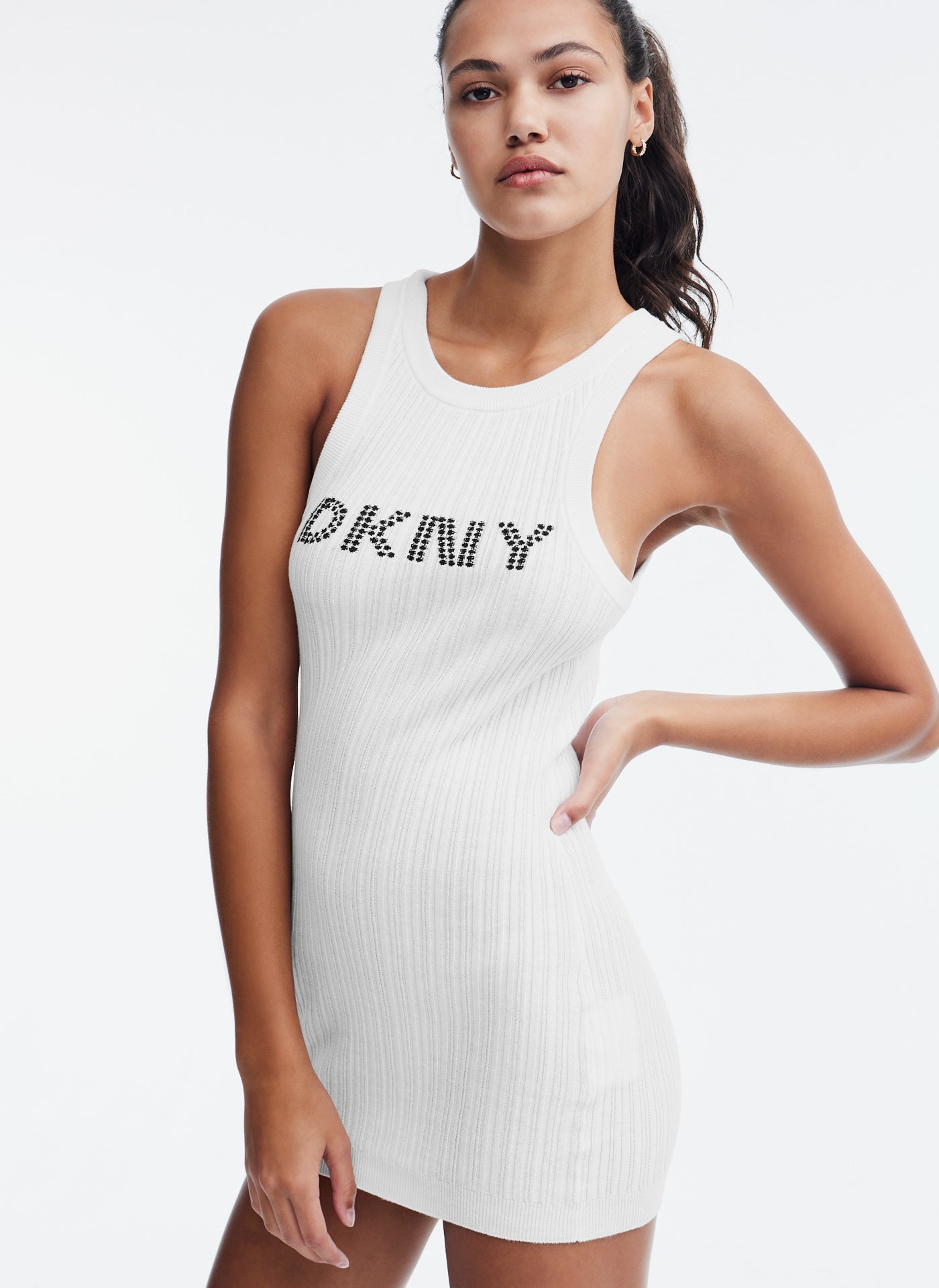 Sleeveless Halter Bodycon Dress With Logo