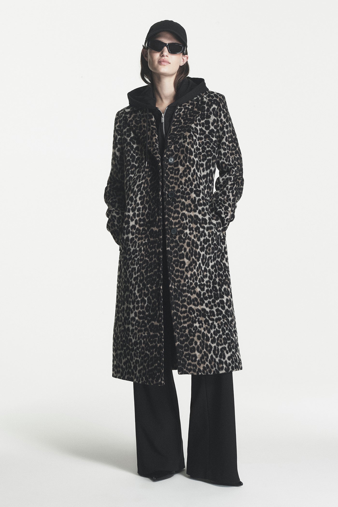 Leopard Print Single-Breasted Coat