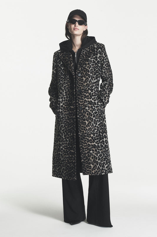 Leopard Print Single-Breasted Coat