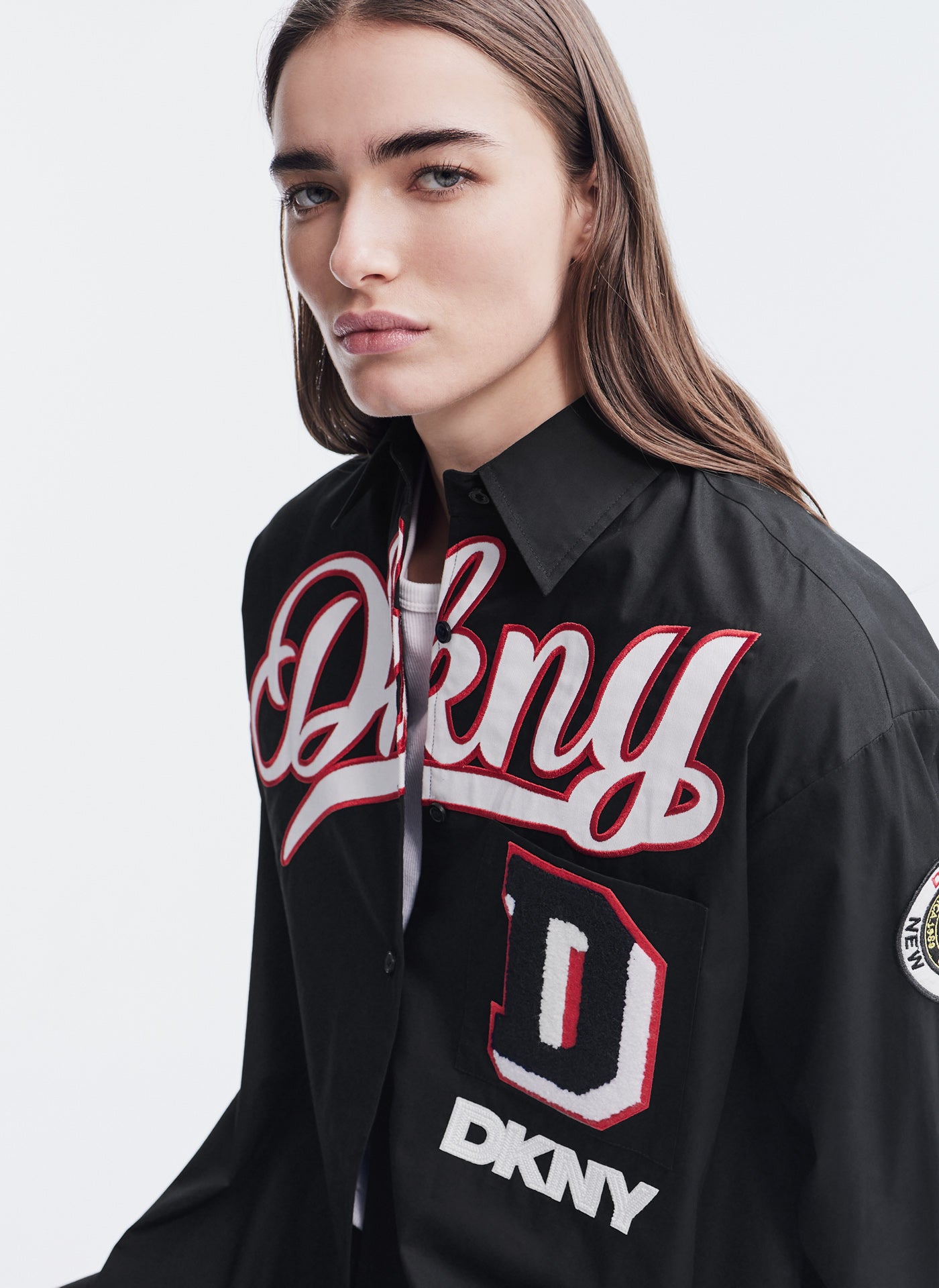 Long Sleeve Shirt With Dkny Patch Embroidery