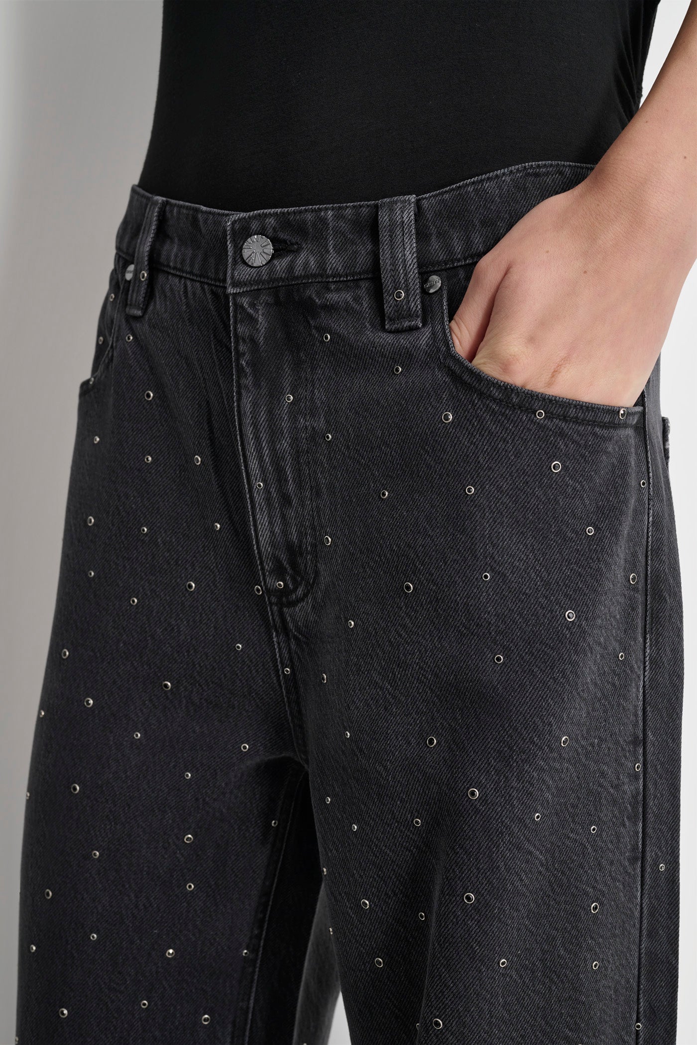 STUDDED STRAIGHT LEG JEANS