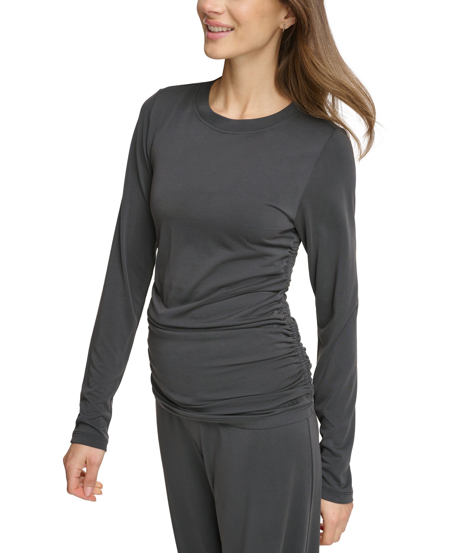 Long Sleeve Top With Side Ruching