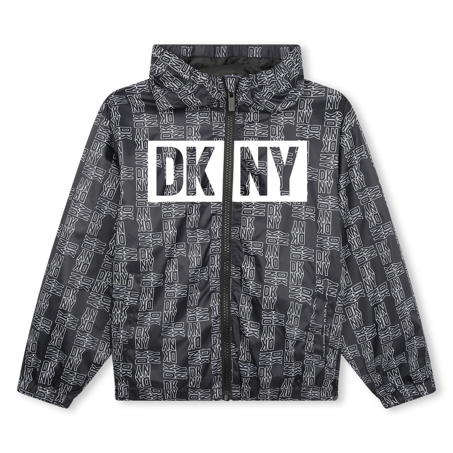 Long Sleeve Hooded Windbreaker With Logo Print