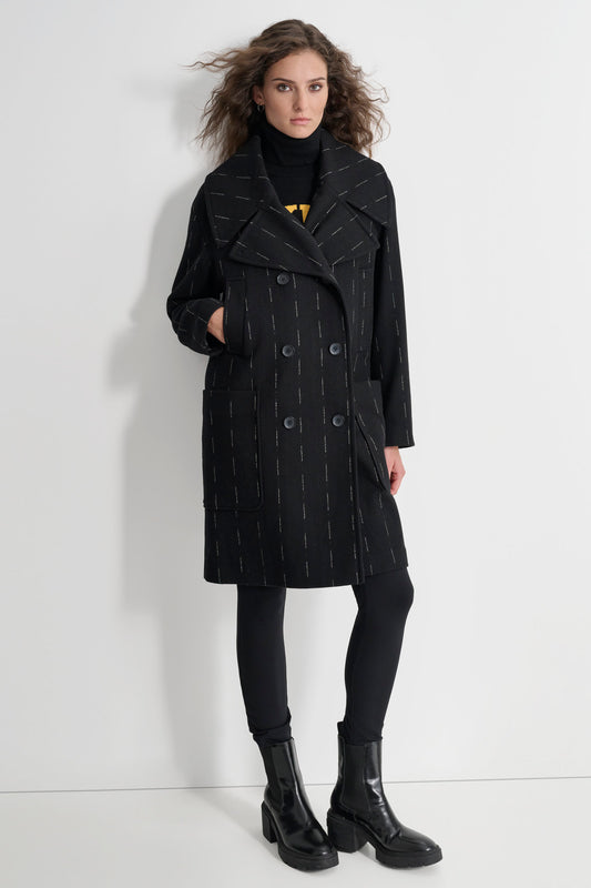 LONG SLEEVE OVERSIZED PINSTRIPE COAT