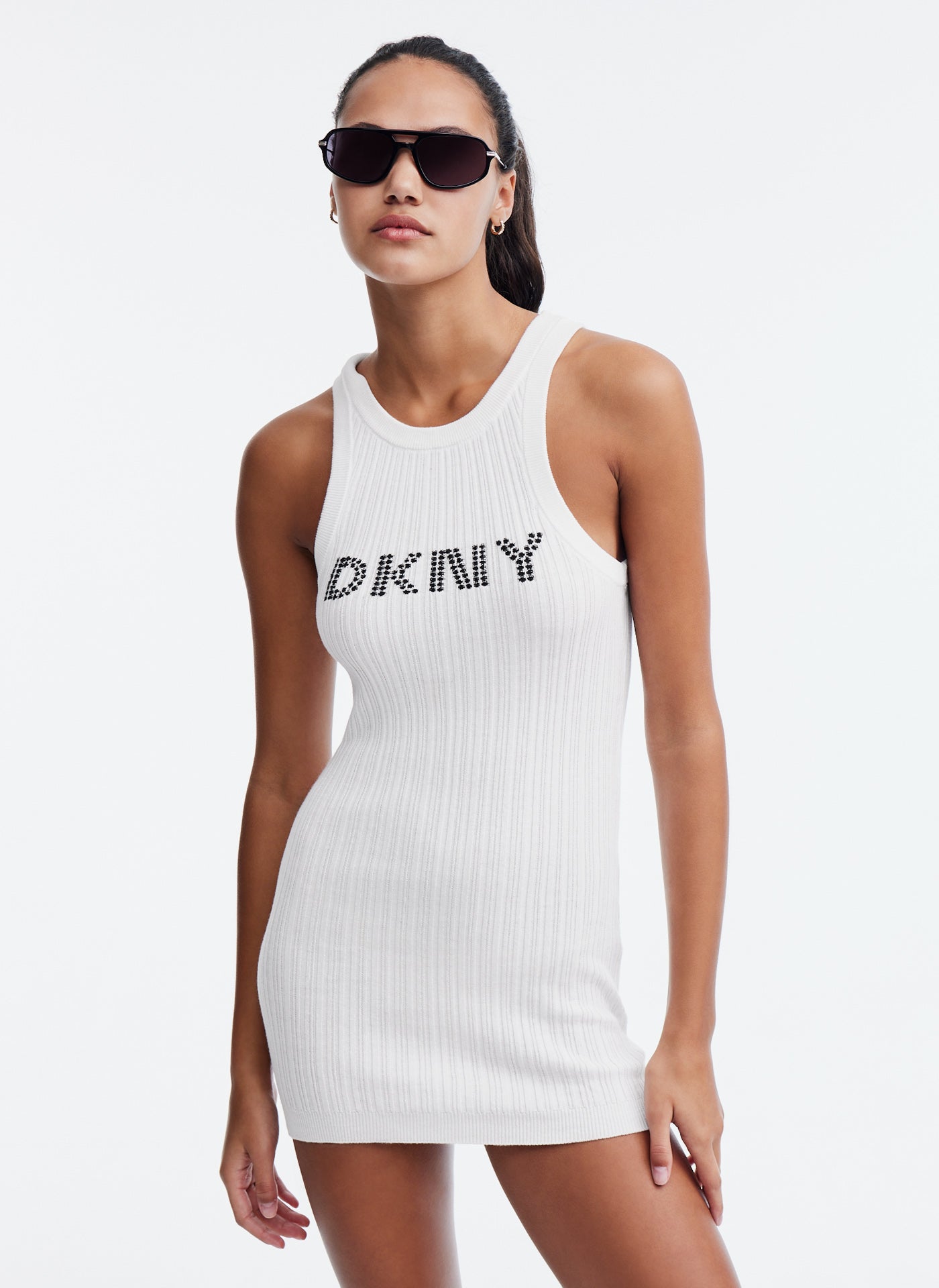 Sleeveless Halter Bodycon Dress With Logo