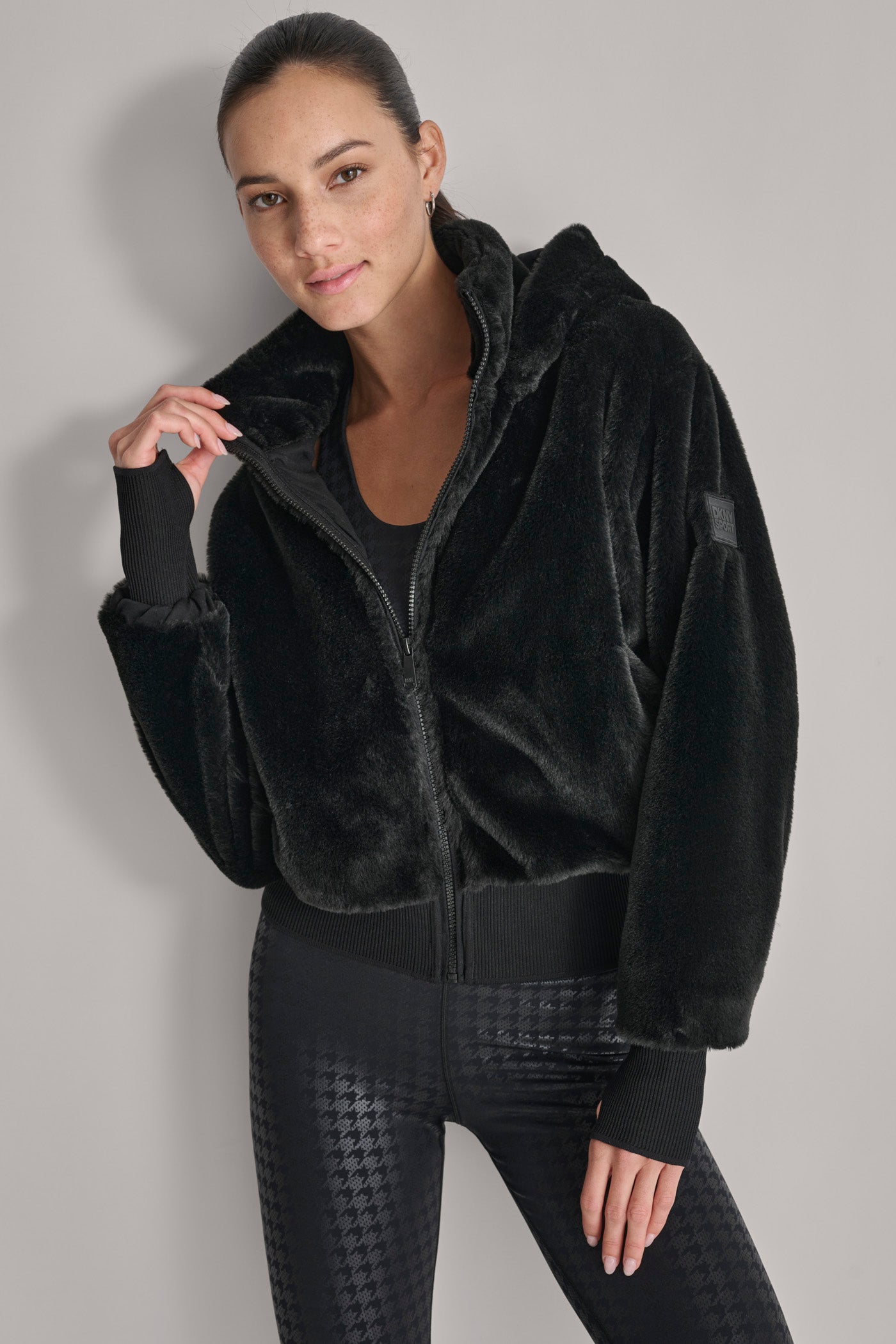 Dkny fashion black fur coat