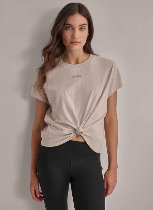 SMALL SLEEVE CREW NECK KNOT FRONT TEE