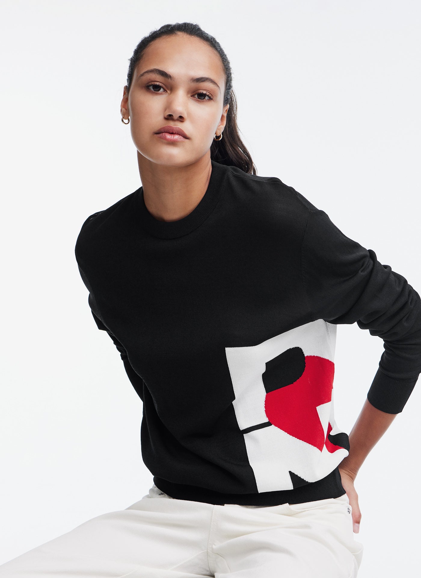 Long Sleeve Crew Neck Sweater With Logo