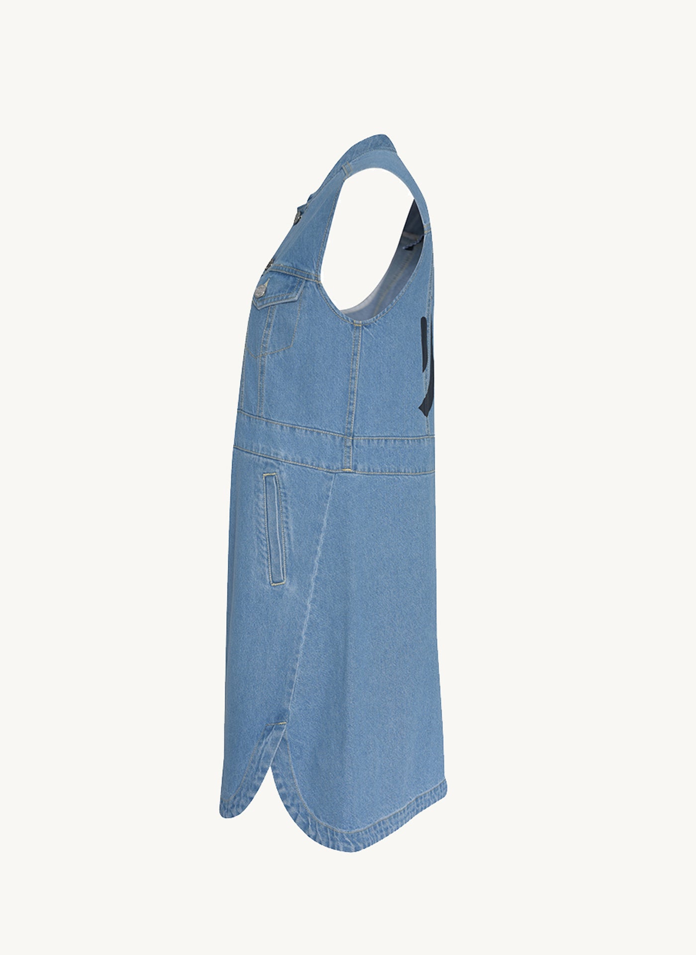 Sleeveless Mini Denim Dress With Back Logo Print