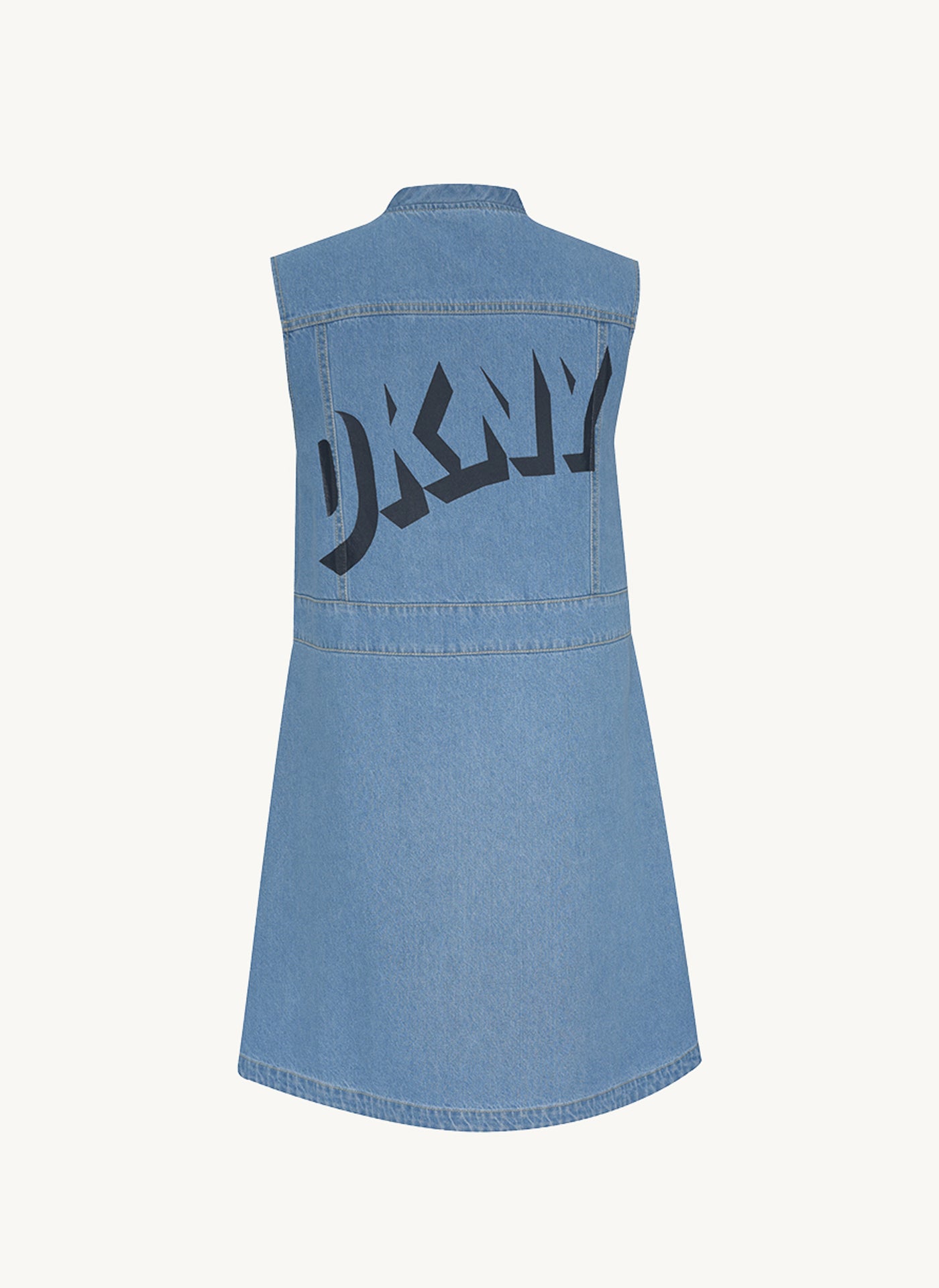 Sleeveless Mini Denim Dress With Back Logo Print