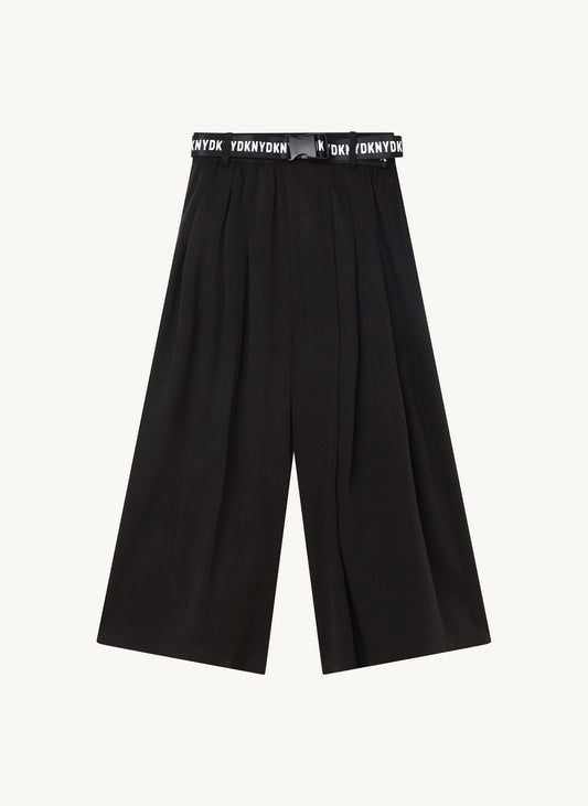 Wide Cropped Trousers With Belt