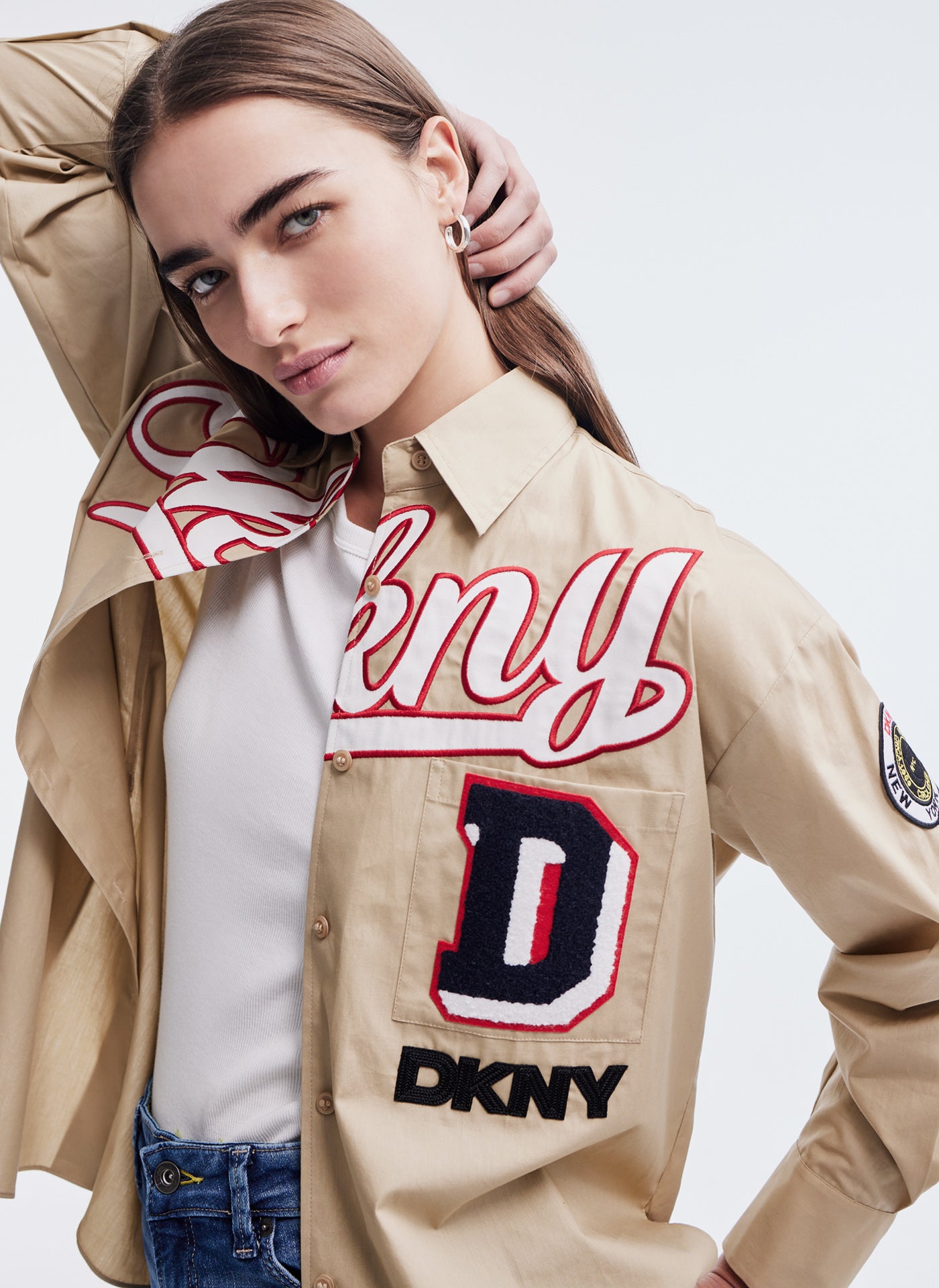 Long Sleeve Shirt With Dkny Patch Embroidery