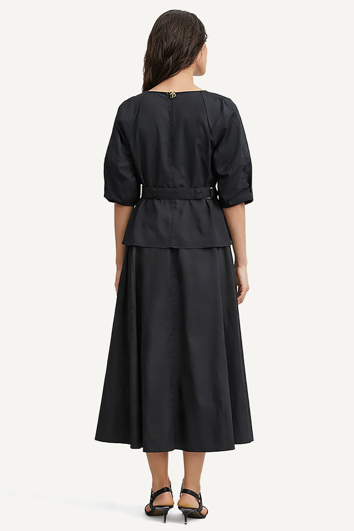 SEAMED PLEATED MIDI SKIRT
