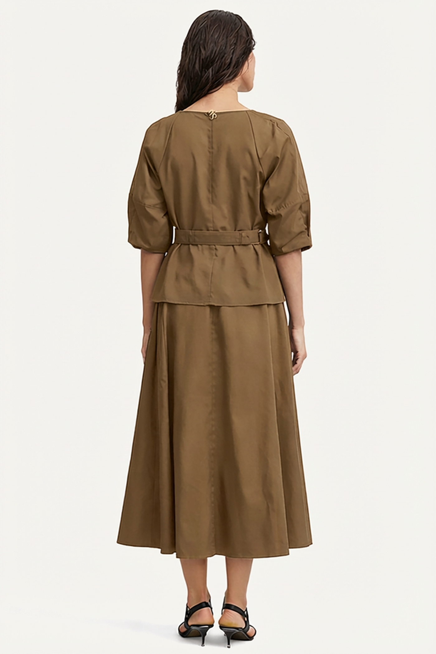 SEAMED PLEATED MIDI SKIRT