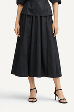 SEAMED PLEATED MIDI SKIRT