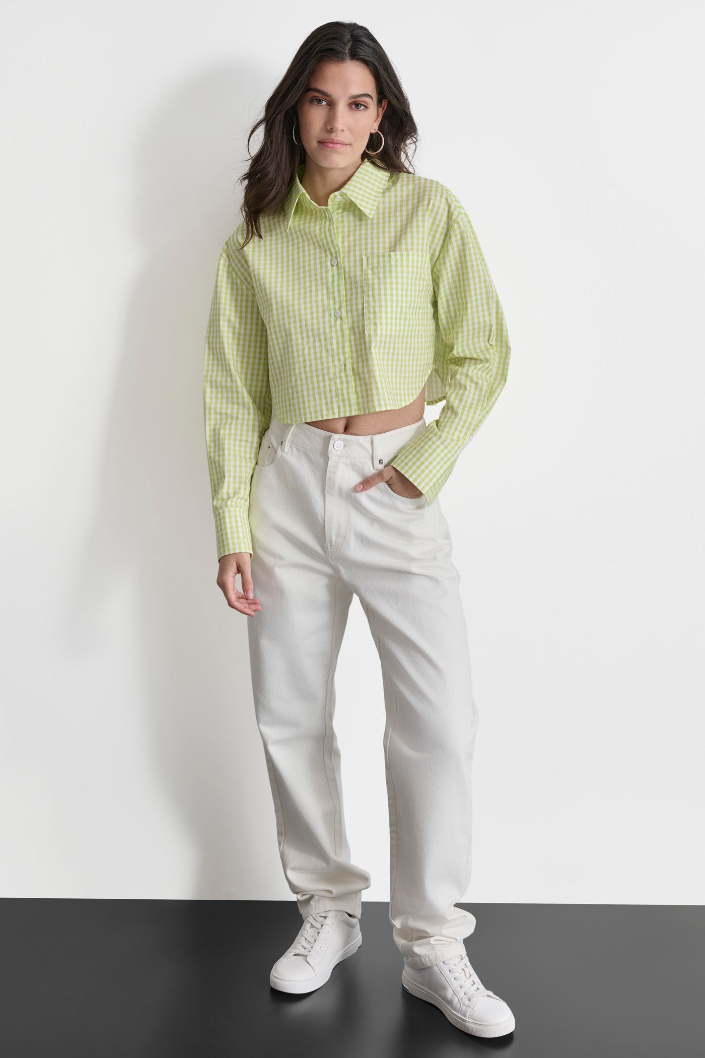 LONG SLEEVE CROPPED STRIPE SHIRT