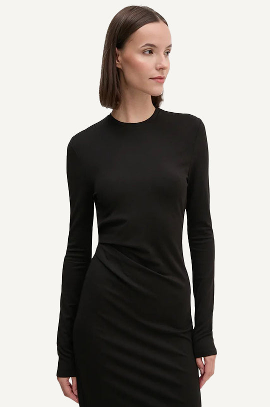 LONG SLEEVE ROUND NCK FITTED MIDI DRESS