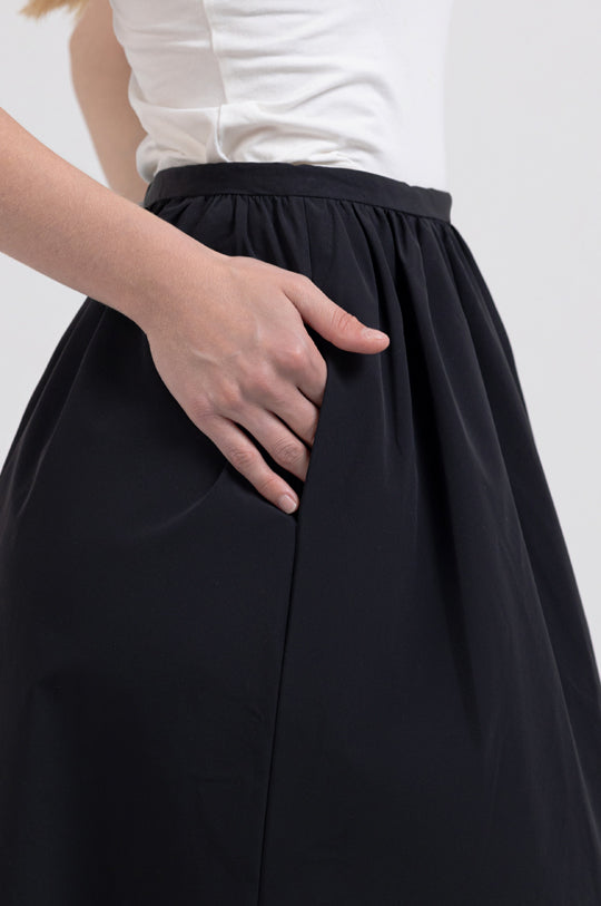 LONG A-LINE MIDI SKIRT