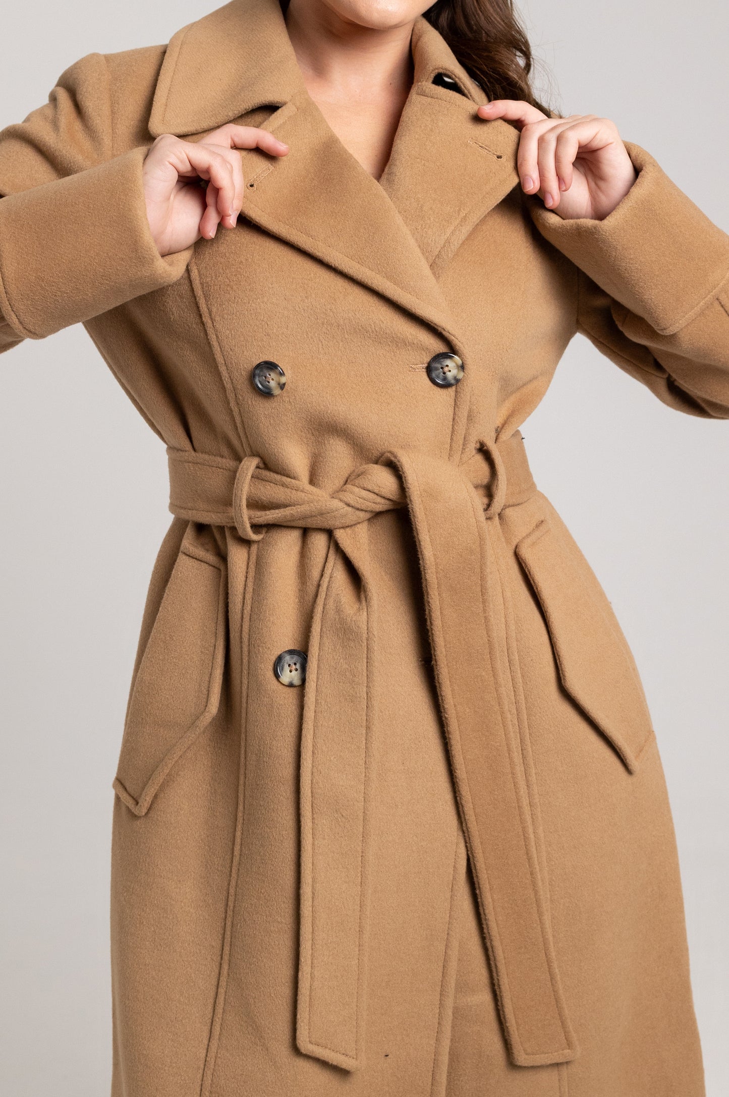 LONG SLEEVE SLIM LONG WOOL COAT