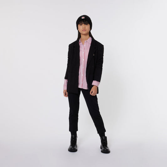 LONG SLEEVE SINGLE BREAST BLAZER WITH LOGO