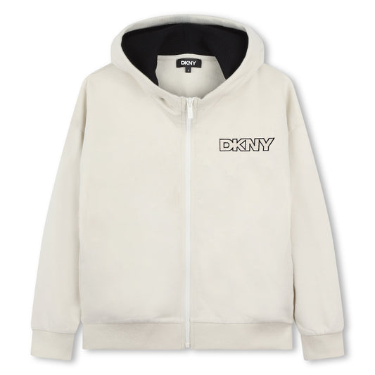 LONG SLEEVE HOODED CARDIGAN WITH LOGO
