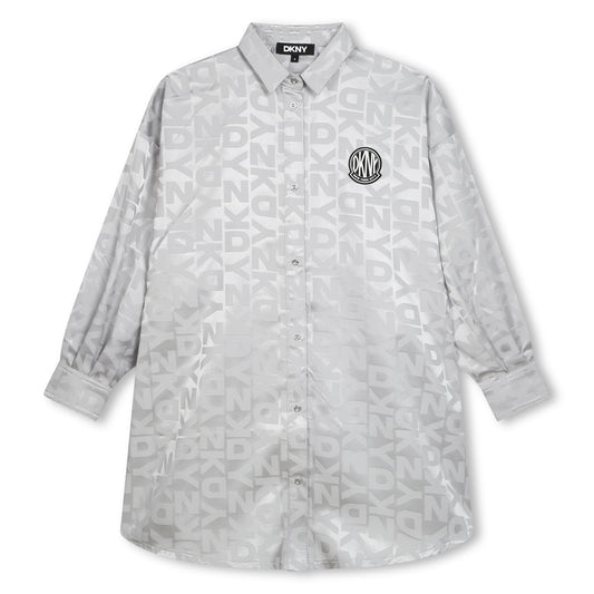 LONG SLEEVE SHIRT DRESS WITH LOGO
