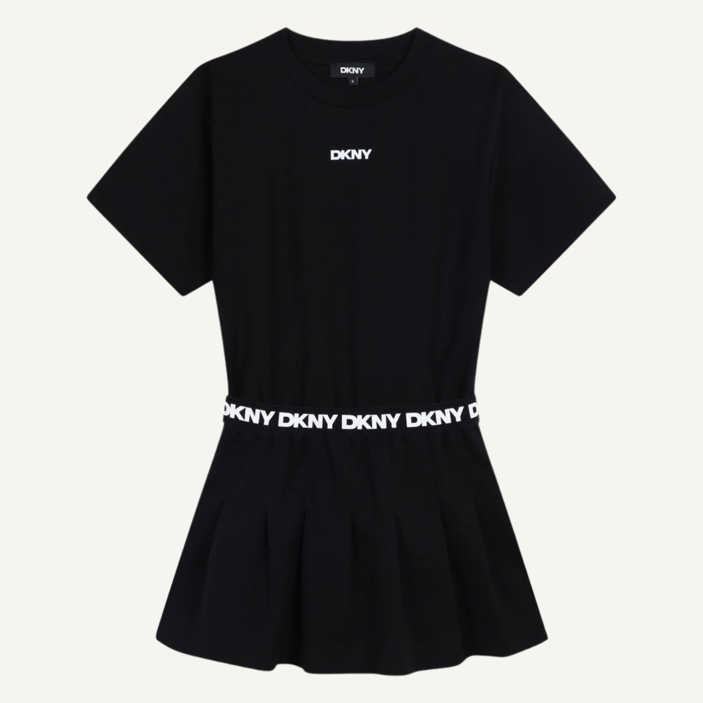 SMALL SLEEVE CREW NECK DRESS WITH LOGO WAISTBAND