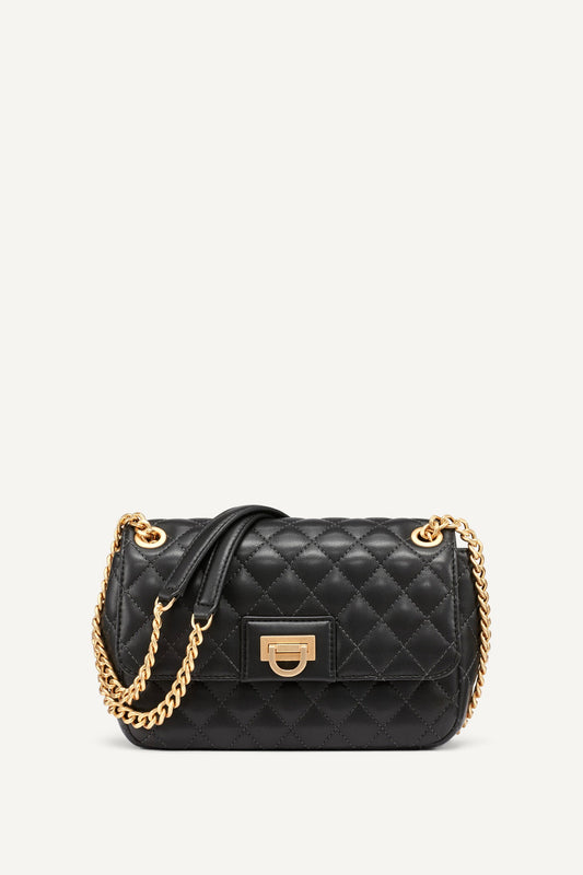 DKNY FINLEY MEDIUM FLAP SHOULDER BAG BLACK