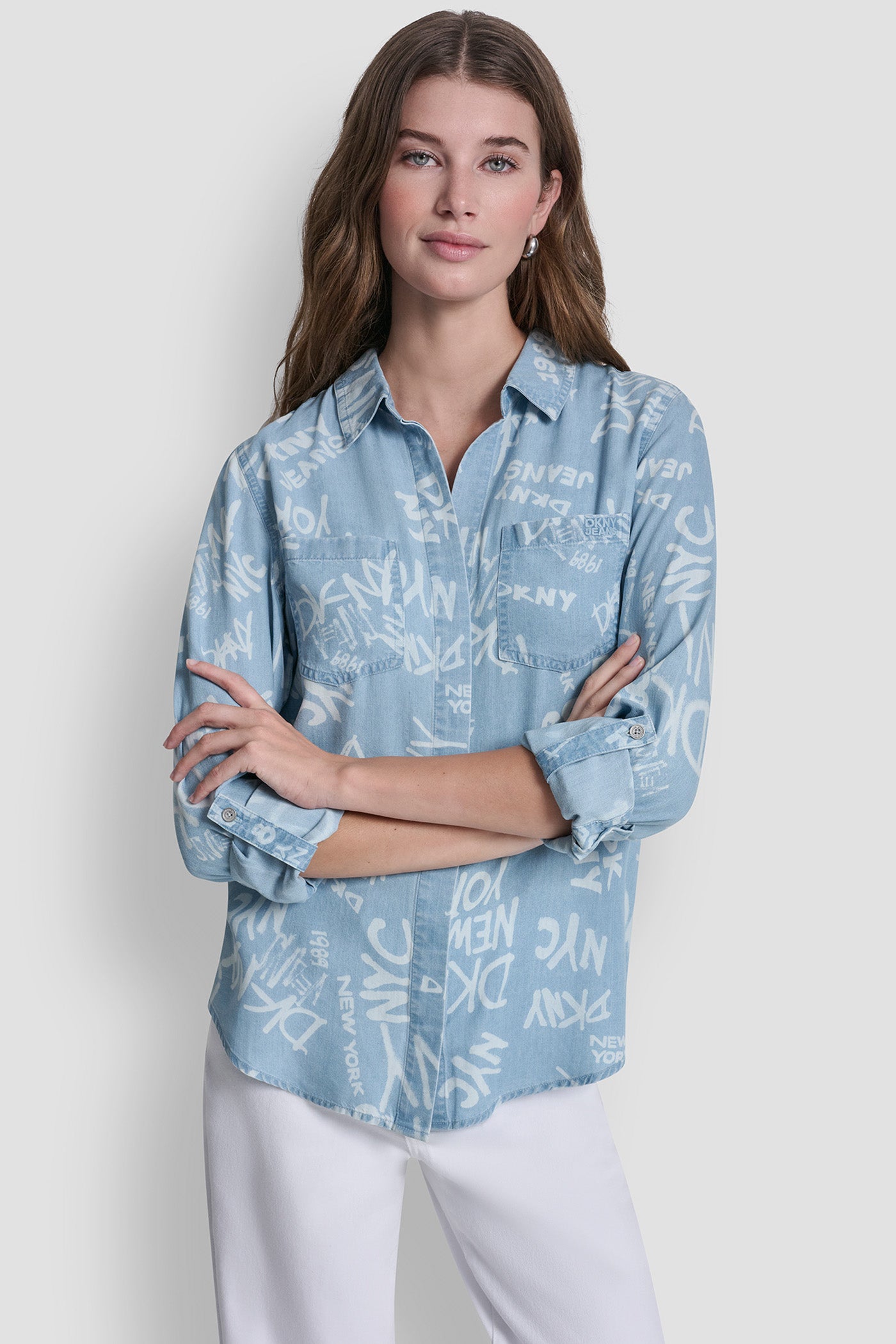 GARMENT DYE  PRINT SHIRT