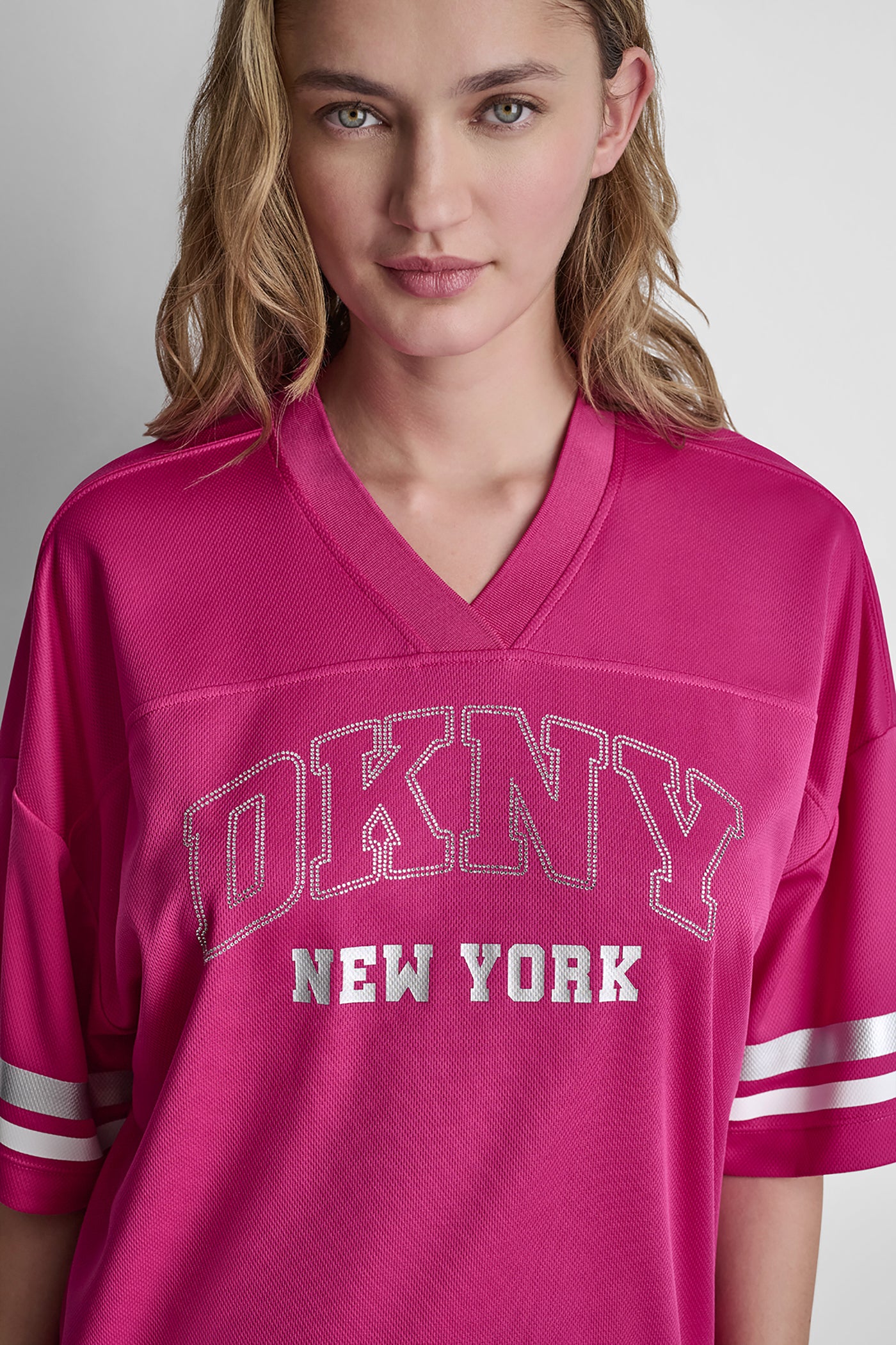 DKNY VARSITY RHINESTONE TOP